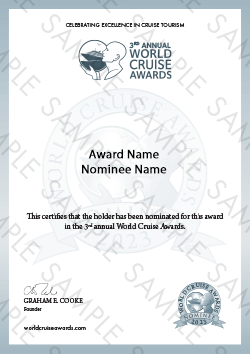 World Cruise Awards certificate sample
